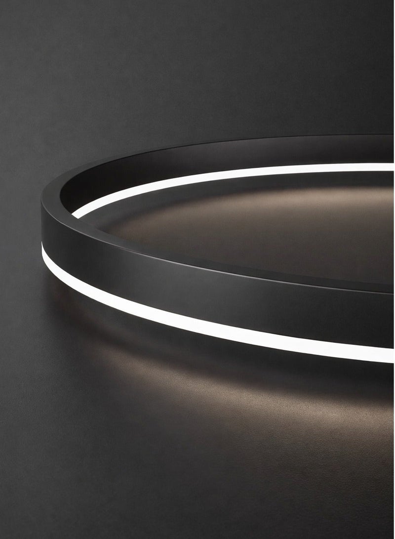 الثريات ثريا LED مودرن 60 سم – 3 ألوان إضاءة – ريموت كنترول – تصميم دائري عصري – أسود مطفي أنيق لغرفة المعيشة والطعام - Image 3