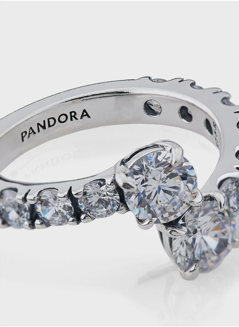PANDORA Sparkling Overlapping Band Ring