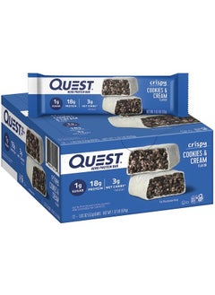 QUEST NUTRITION Crispy Cookies & Cream Hero Protein Bar, 18g Protein, 1g Sugar, 3g Net Carb, Gluten Free, Keto Friendly, 12 Count  - Image 1