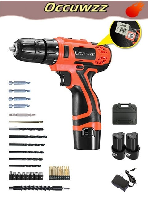 12V Cordless Drill Electric Drilling Power Tool with Lithium Ion Battery and Charger Variable Speed ​​Drill with Tool Box