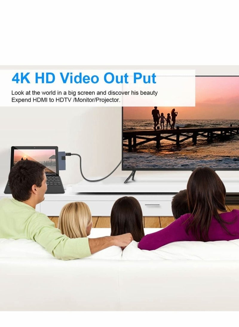 Captaintech Hub for Surface Pro 6/Pro 5/Pro 4 Docking Station USB 3.0x2 Adapter TF/SD Memory Card Reader 4K HDMI Port Microsoft 4/ 5/6