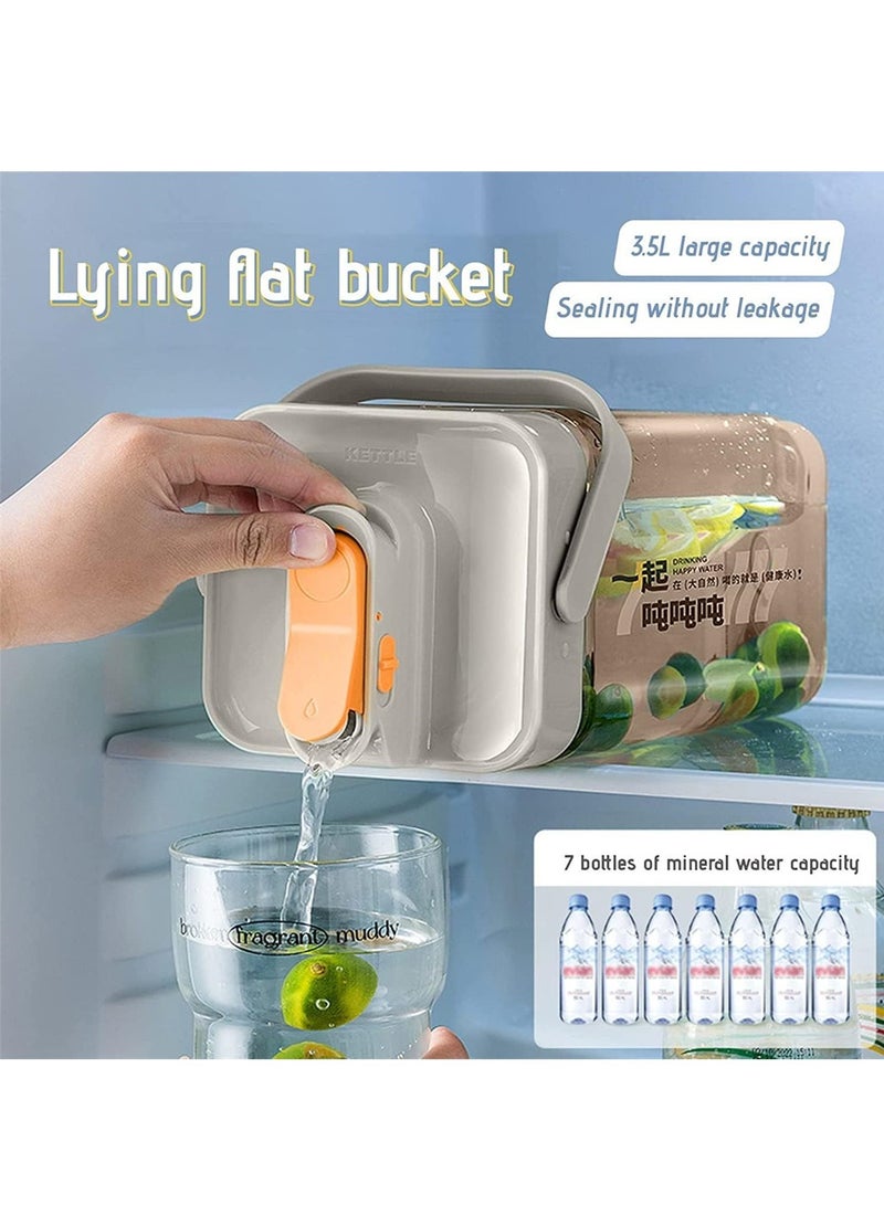 Excefore Plastic Drink Dispenser With Spigots, Leakproof Fridge Drink Container, Large Capacity Beverage Dispenser, Refrigerator Water Bottle with Lid Handle, Cold Kettle Tea Milk Lemonade Container - Image 2