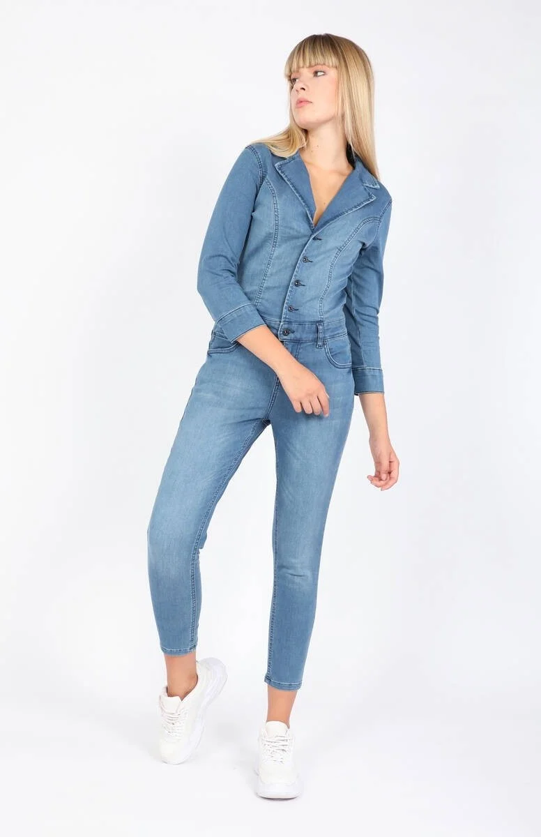 Banny Jeans Women Jean Overalls Trousers Blue