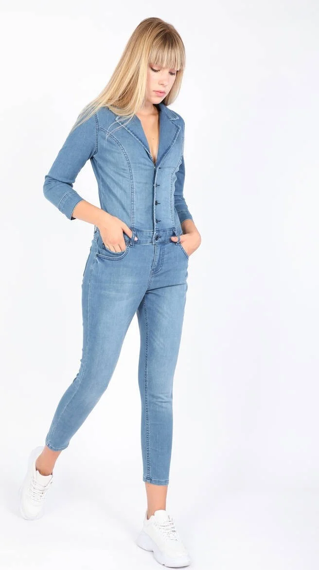 Banny Jeans Women Jean Overalls Trousers Blue