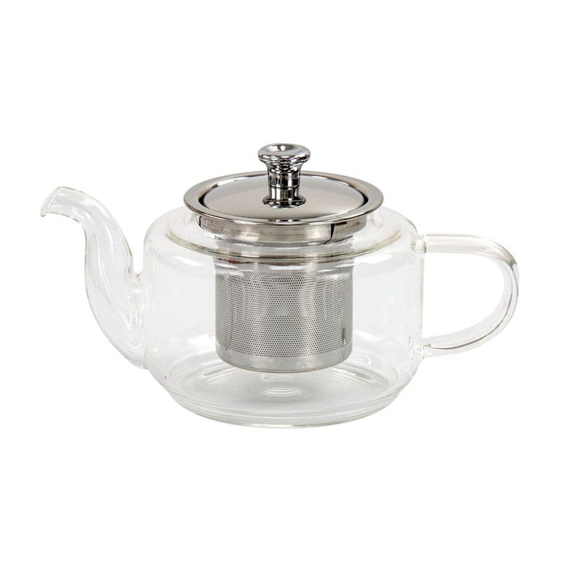 High Borosilicate Heat-Resistant Glass Tea Pot Kettle with Color Glass Handle, food-grade stainless steel infuser. Filter Liner And Cover. Stainless Steel Strainer for Loose Tea. For 4-6 cups (1000ml) - Image 1