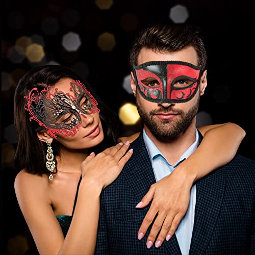 Coddsmz Couple Masquerade Mask Metal Masks Venetian Party Mask Halloween Costume Mask Mardi Gras Mask Party Evening Bar Prom Ball Mask Set for Women and Men Costumes Accessory - Image 3