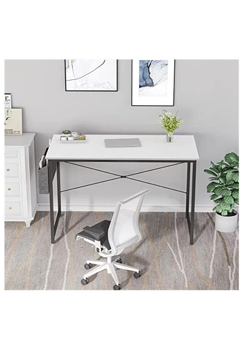 Generic Modern Computer Desk Sturdy Office Desk Simple Writing Desk Study Table with Storage Bag and Hook for Home Office Bedroom Living Room PC Laptop Notebook Table (120 * 60cm, White)  - Image 2