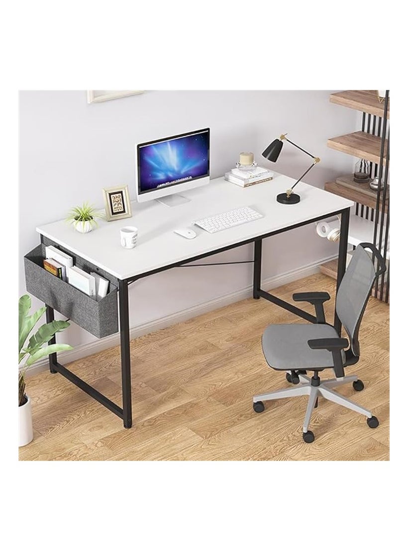 Generic Modern Computer Desk Sturdy Office Desk Simple Writing Desk Study Table with Storage Bag and Hook for Home Office Bedroom Living Room PC Laptop Notebook Table (120 * 60cm, White)  - Image 4