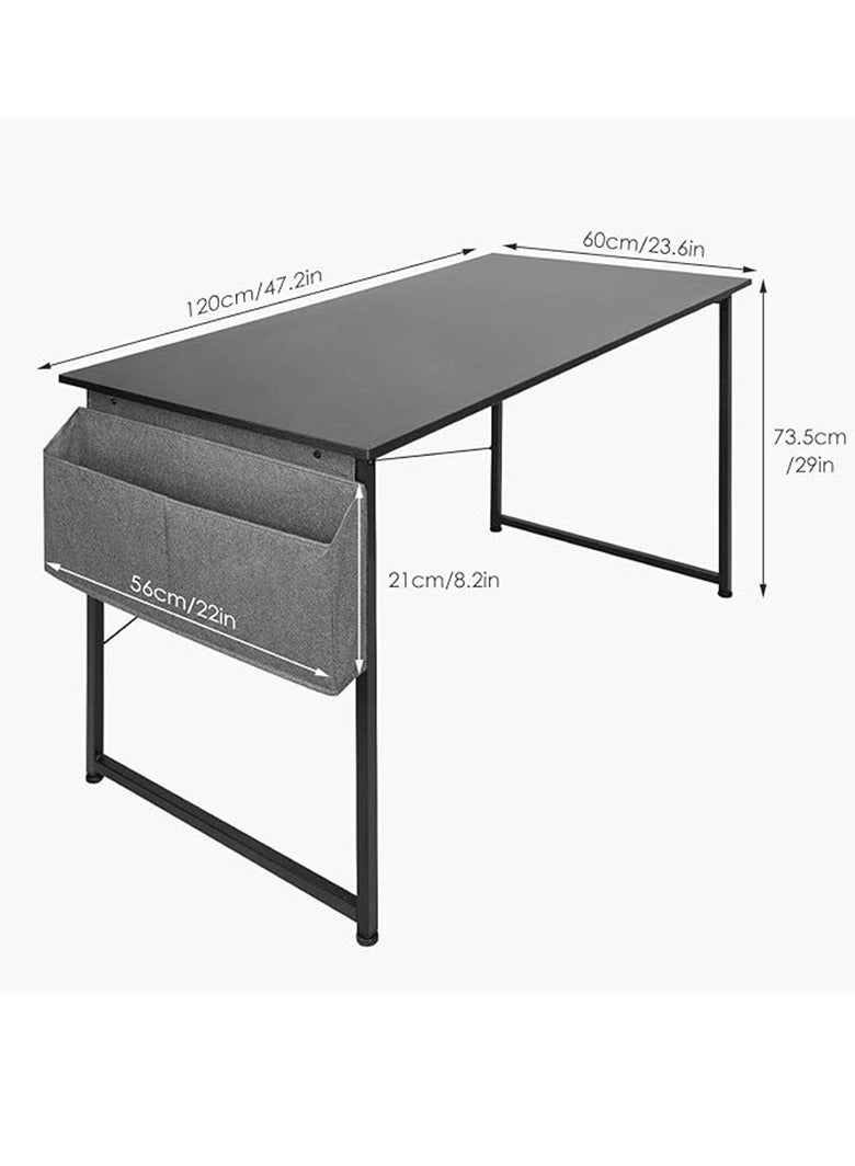 Generic Modern Computer Desk Sturdy Office Desk Simple Writing Desk Study Table with Storage Bag and Hook for Home Office Bedroom Living Room PC Laptop Notebook Table (120 * 60cm, White)  - Image 3