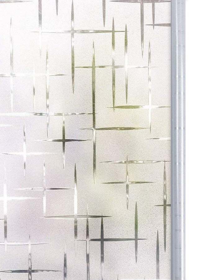Glue-free frosted electrostatic window glass paste (3D cross pattern)-privacy anti-peep sunscreen decorative film for home office doors and windows 45*200cm - Image 1