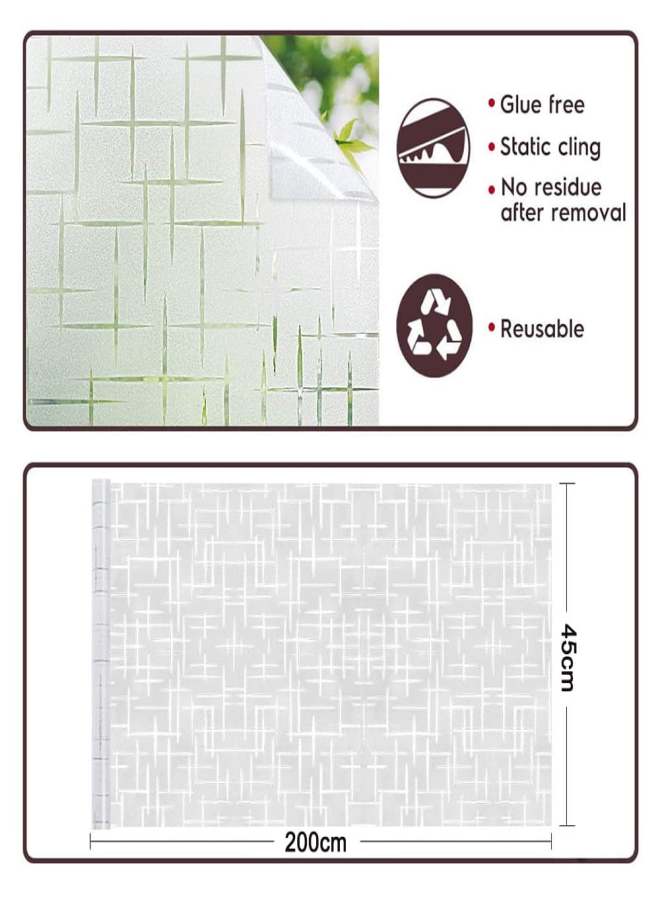 Glue-free frosted electrostatic window glass paste (3D cross pattern)-privacy anti-peep sunscreen decorative film for home office doors and windows 45*200cm - Image 4