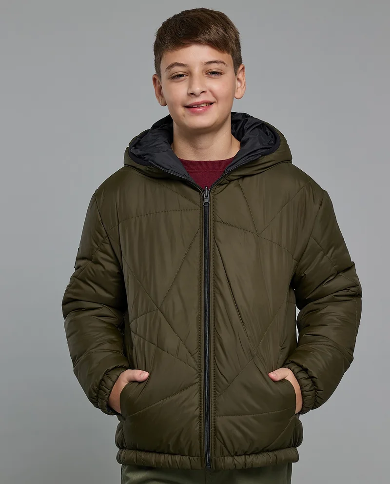 أر أند بي Quilted Hooded Jacket with Zipper Closure
