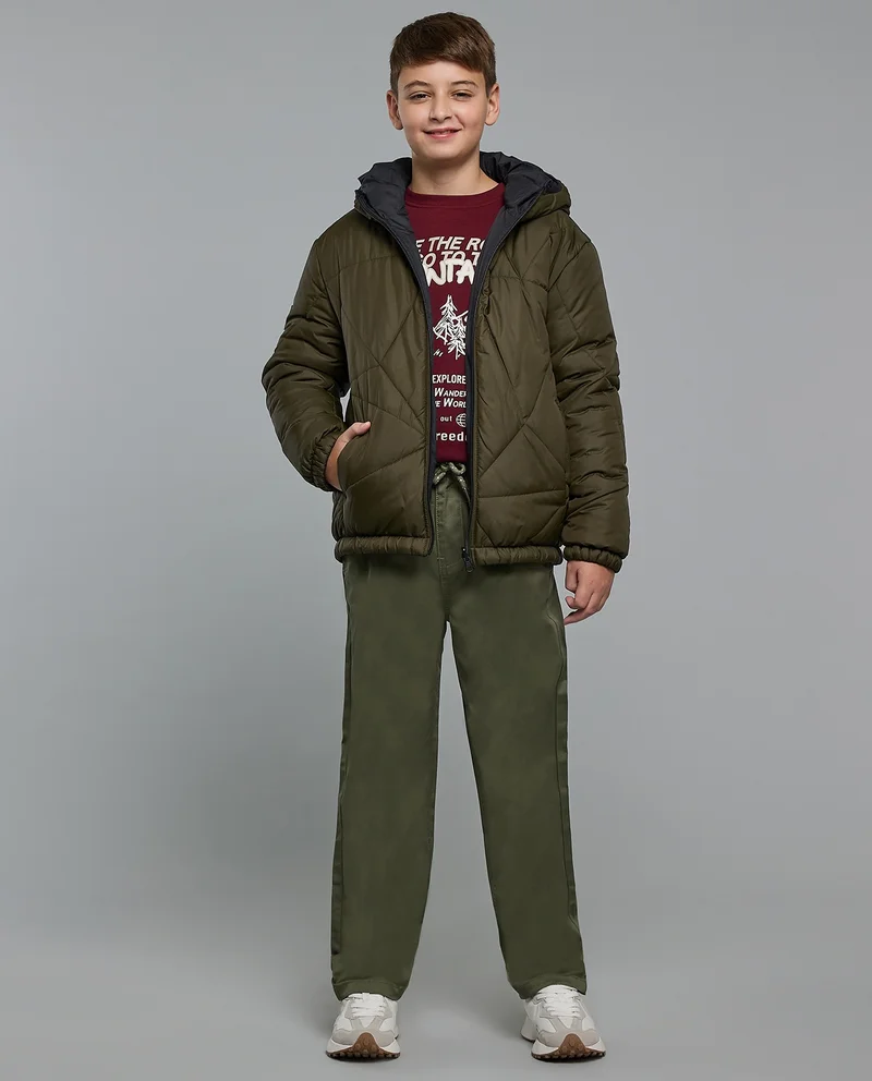 أر أند بي Quilted Hooded Jacket with Zipper Closure