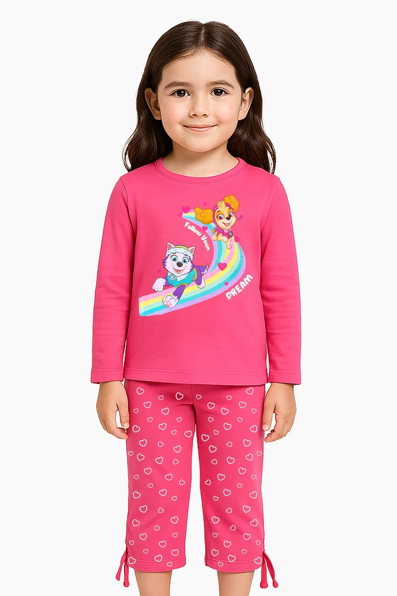 نكلوديون Nickelodean Kids's Girl's 100% Cotton Full Sleeves Nightwear
