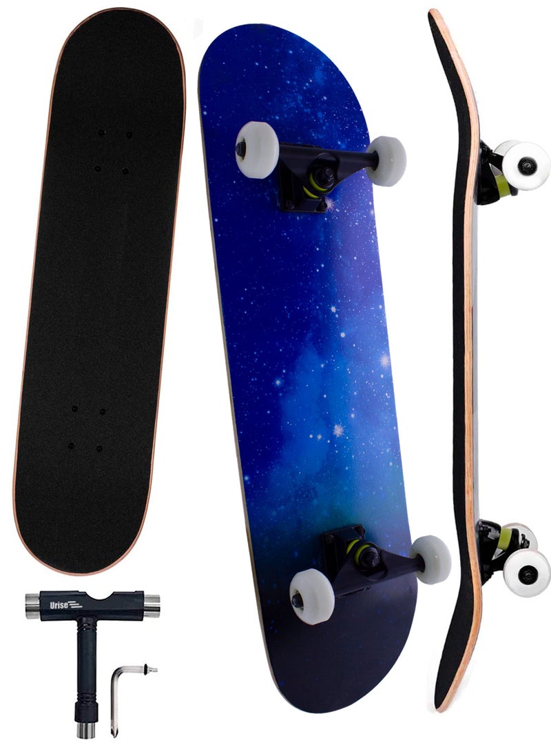 Urise Skateboard 7 Layer Wooden for Professional and Beginners, Skateboard for Adults Boys and Girls (80cm * 20cm)  - Image 1