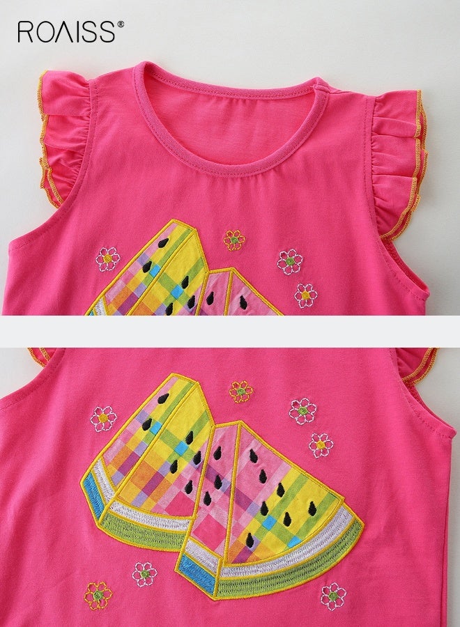 roaiss Toddler Girls Adorable T-shirt and Shorts Set, Stylish Summer Outfit with Sleeveless Top and Plaid Shorts, 2 Piece Comortable Clothing Set for Little Girls  - Image 3