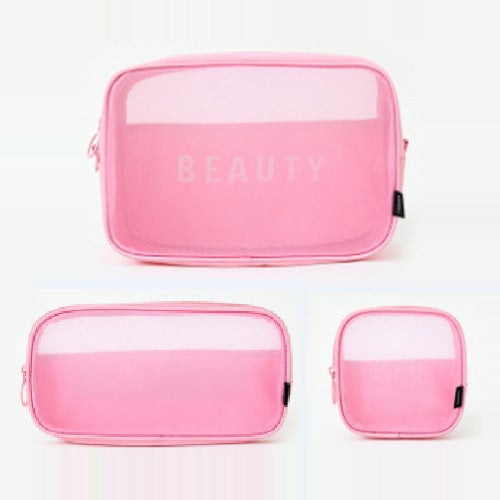 Custom Logo Makeup Organizer Bag Pink with printing