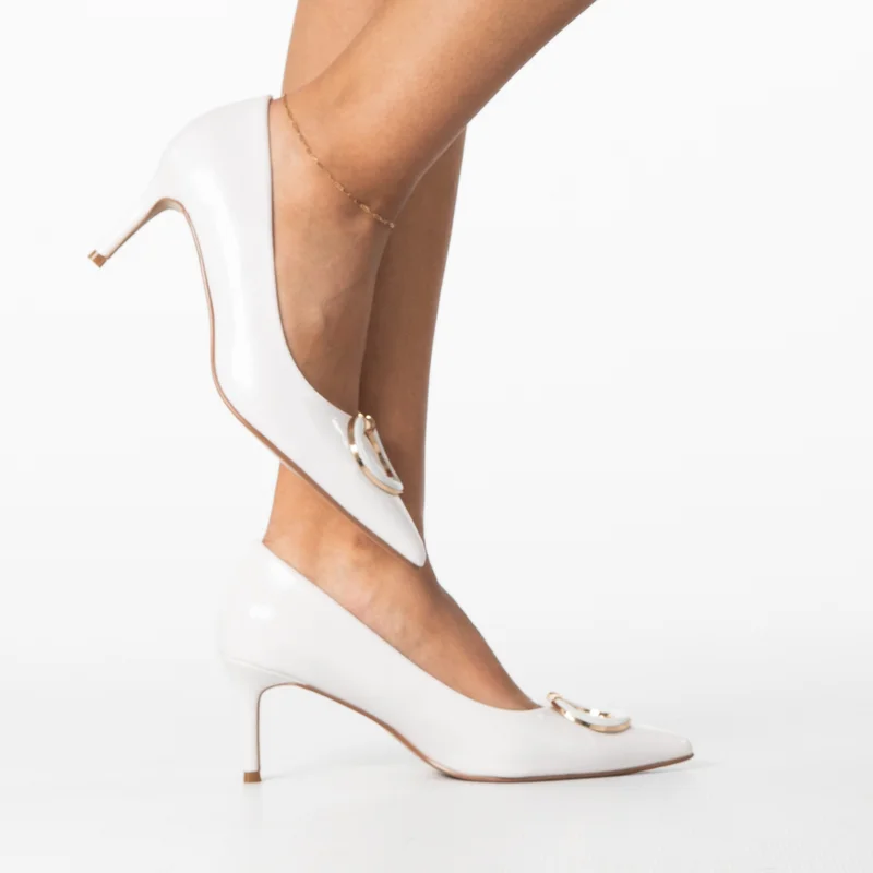لاماراباريس PLATINUM WOMEN'S ELEGANT POINTED HEEL WITH REFINED BUCKLE DETAIL
