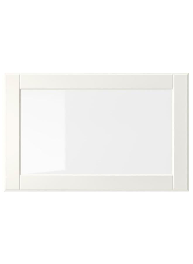 زبون باب زجاجي، أبيض/زجاج شفاف، 60×38 سم - Image 1