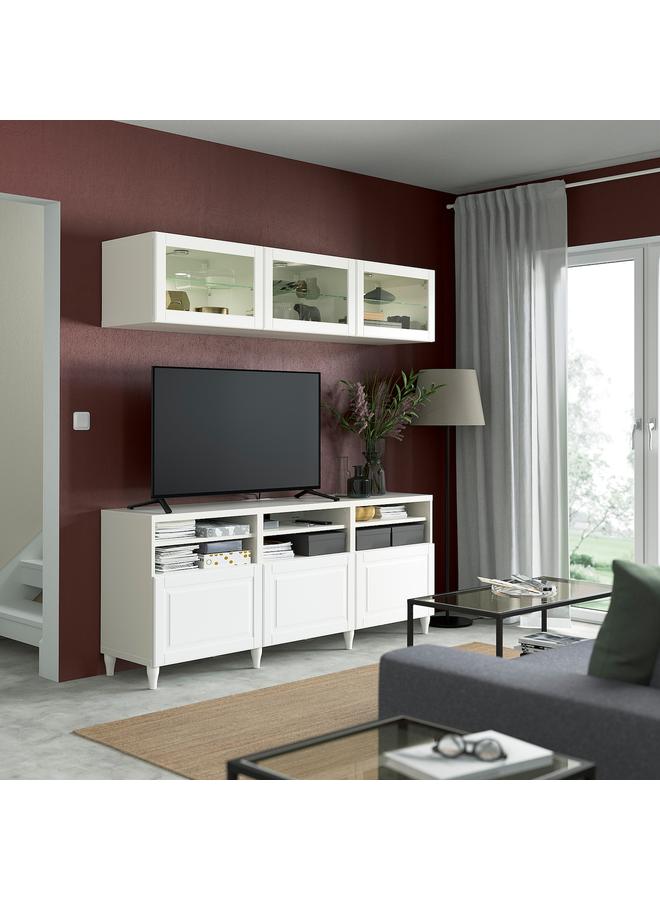 زبون باب زجاجي، أبيض/زجاج شفاف، 60×38 سم - Image 4