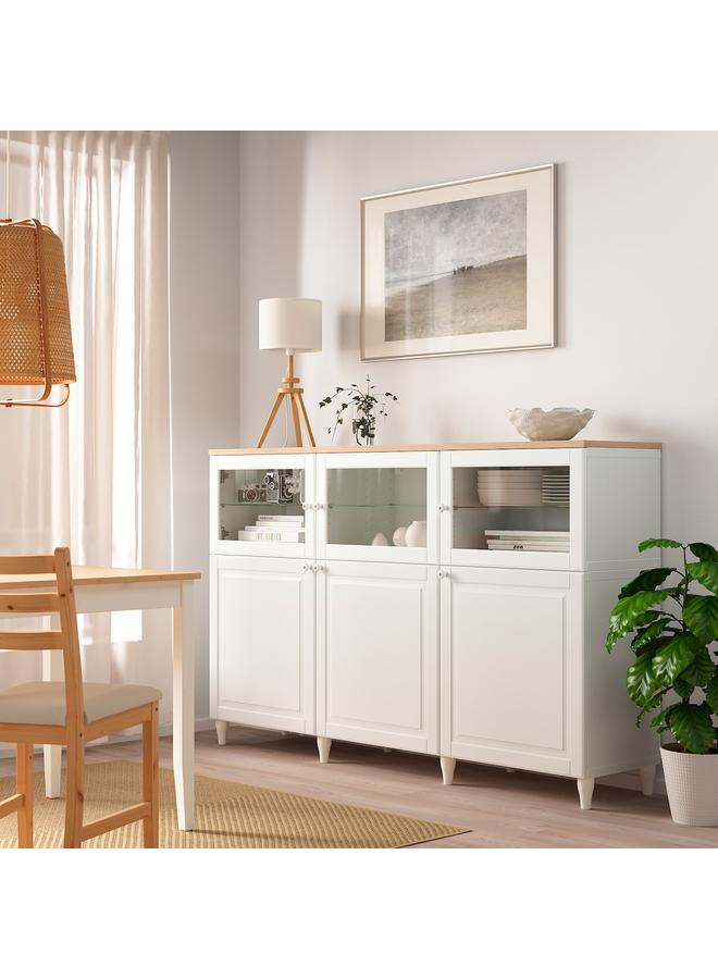 زبون باب زجاجي، أبيض/زجاج شفاف، 60×38 سم - Image 3