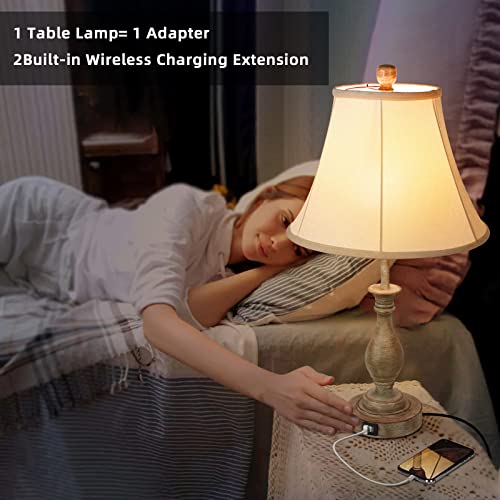 LALISU Farmhouse Table Lamp Touch Control 3-Way Dimmable Table Lamp, Modern Nightstand Lamp with 2 USB Port Bedside Desk Lamp with Fabric Shade for Living Room Bedroom Hotel (Pack 1-Beige Shade) - Image 3