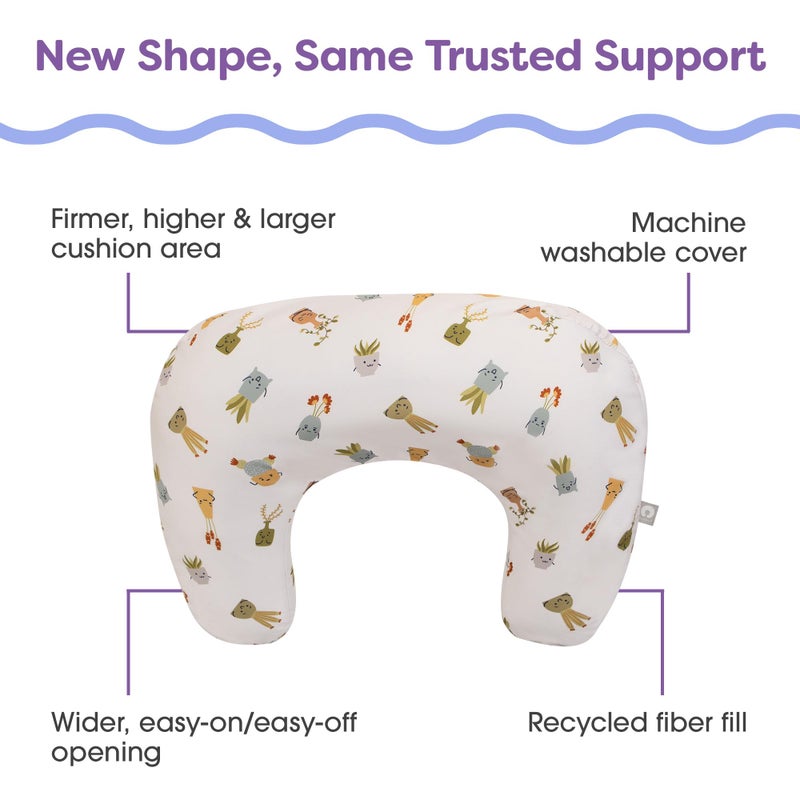 Boppy Nursing Pillow - Ergonomic Bottle & Breastfeeding Pillow with High, Firm, Large Area, Water-Repellent Cushion with Washable Cover; Baby Safety Alliance Verified - Tan Happy Houseplants - Image 5