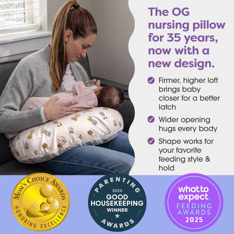 Boppy Nursing Pillow - Ergonomic Bottle & Breastfeeding Pillow with High, Firm, Large Area, Water-Repellent Cushion with Washable Cover; Baby Safety Alliance Verified - Tan Happy Houseplants - Image 3