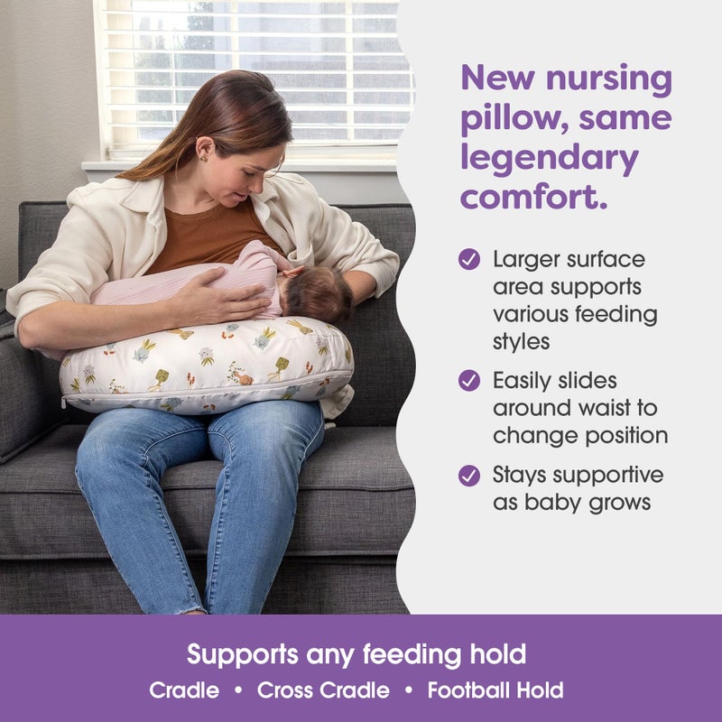 Boppy Nursing Pillow - Ergonomic Bottle & Breastfeeding Pillow with High, Firm, Large Area, Water-Repellent Cushion with Washable Cover; Baby Safety Alliance Verified - Tan Happy Houseplants - Image 2