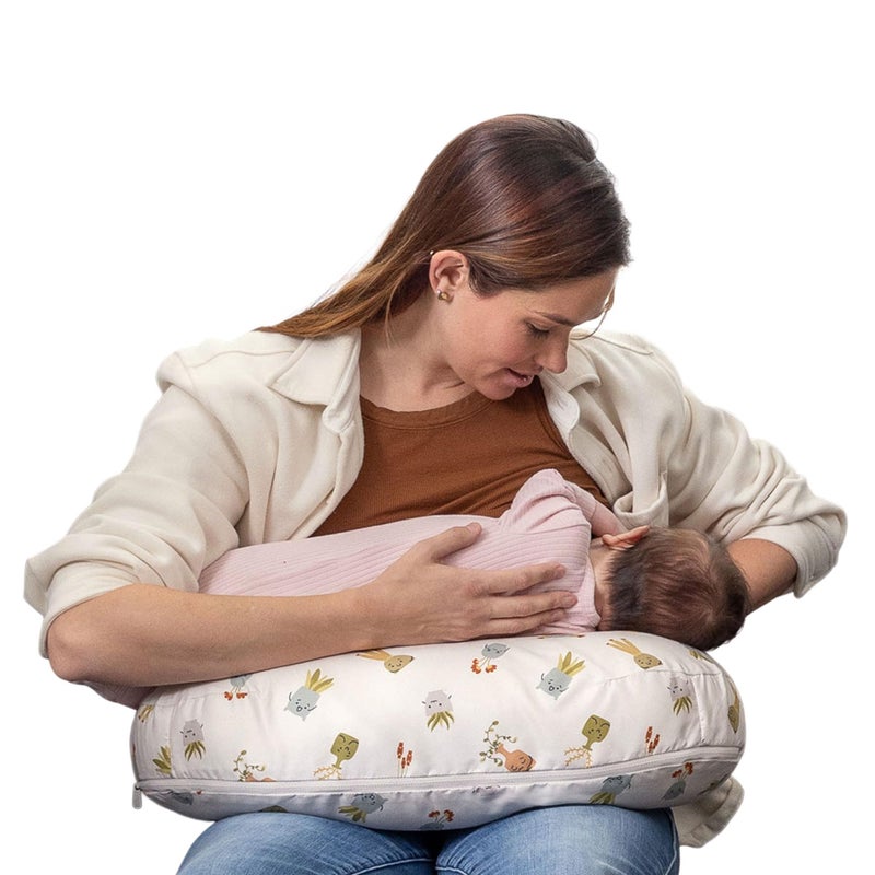 Boppy Nursing Pillow - Ergonomic Bottle & Breastfeeding Pillow with High, Firm, Large Area, Water-Repellent Cushion with Washable Cover; Baby Safety Alliance Verified - Tan Happy Houseplants - Image 1