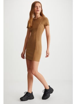 GRIMELANGE Melisenda Women's Short Sleeve Mini Brown Dress  - Image 4