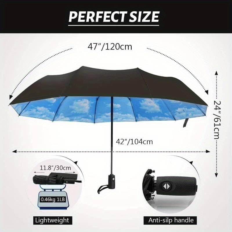 FIgment Windproof Travel Umbrella, Automatic Open Close, Big Size for Men, Women, Kids, UV Protection, Stylish Folding Umbrella, Compact 3 Fold Design, Rain and Sun Umbrella, Lightweight - Image 4