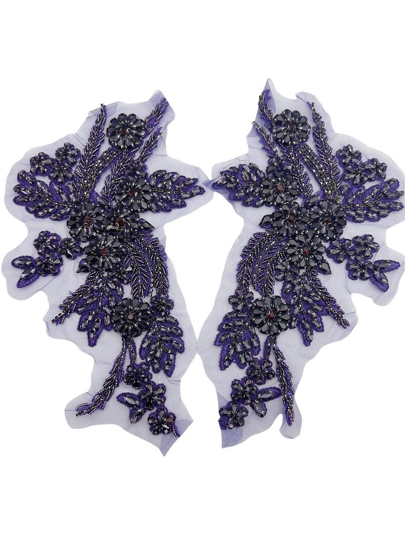 Generic Handmade Beaded Appliques Diy Bridal Gown Enhancements Wholesale Cross-border Stock Clothing Decorations Vestidos De Novia Dark purple 