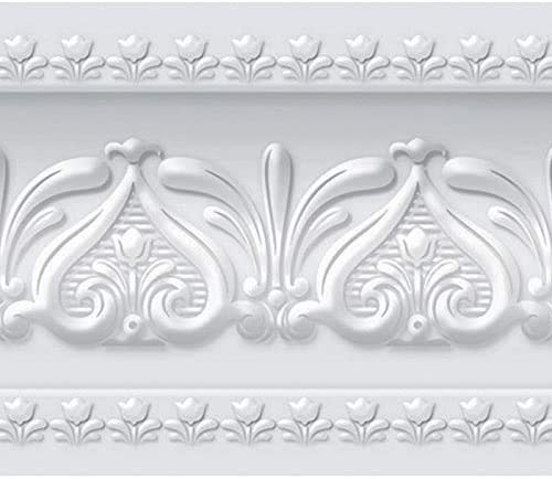 WITPOCE FIXPIX Royal Tulip Peel and Stick Wall Border Easy to Apply Neutral Gray