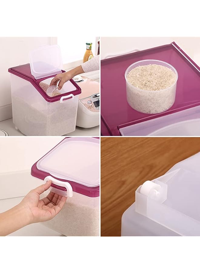 IAF Rice Storage Containers 3pcs Set (5kg, 10kg, 15kg) - Food Storage Container with Lid, BPA Free Plastic Large Cereal Sotrage Box, Kitchen Multifunctional Container with Measuring Cup - Image 5