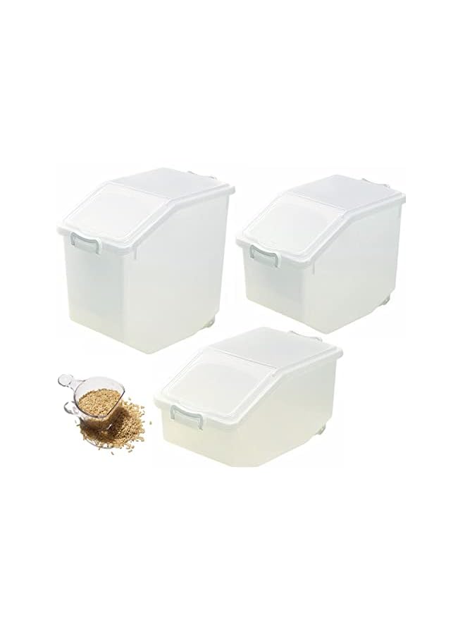 IAF Rice Storage Containers 3pcs Set (5kg, 10kg, 15kg) - Food Storage Container with Lid, BPA Free Plastic Large Cereal Sotrage Box, Kitchen Multifunctional Container with Measuring Cup - Image 2