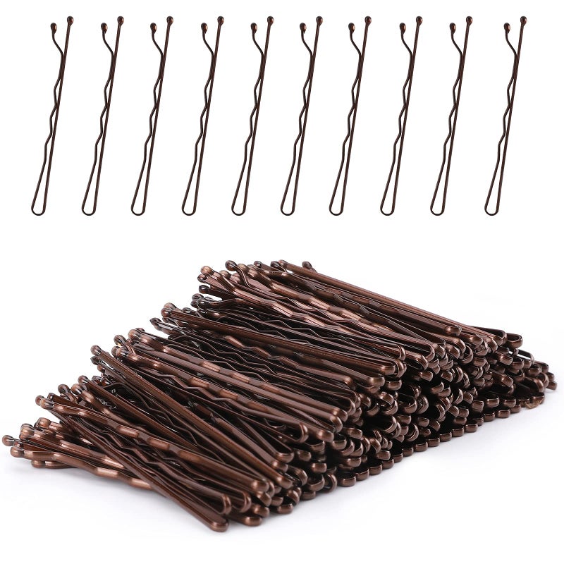 Laicky Bobby Pins, 200Count Brown Hair Pins Hairpins with Box for Women Lady Girls Kids Hair Pin Invisible Wave Hairgrip Barrette Hairclip Bulk Hair Accessories (Brown,2.2 Inch) - Image 1