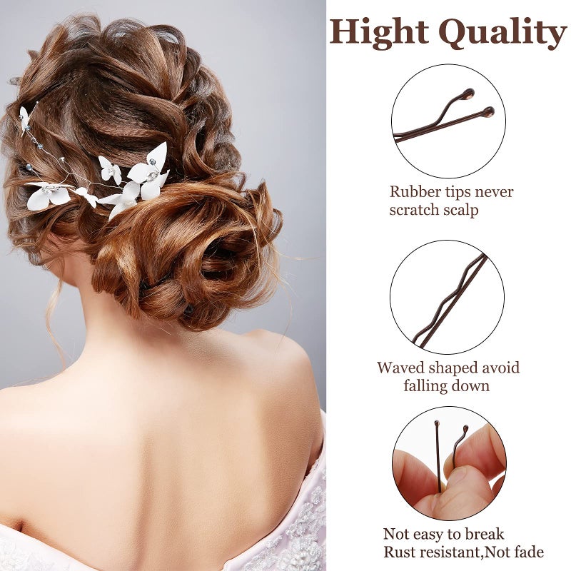 Laicky Bobby Pins, 200Count Brown Hair Pins Hairpins with Box for Women Lady Girls Kids Hair Pin Invisible Wave Hairgrip Barrette Hairclip Bulk Hair Accessories (Brown,2.2 Inch) - Image 3