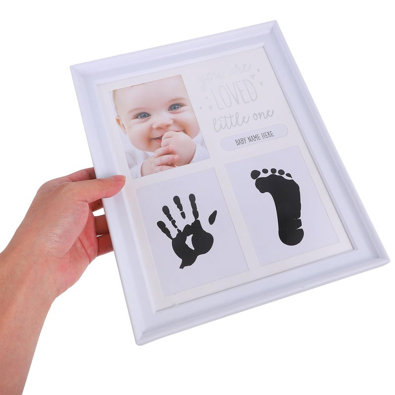 White Baby Handprint Footprint Picture Frame Newborn Milestone Keepsake Memory Frame - Image 5