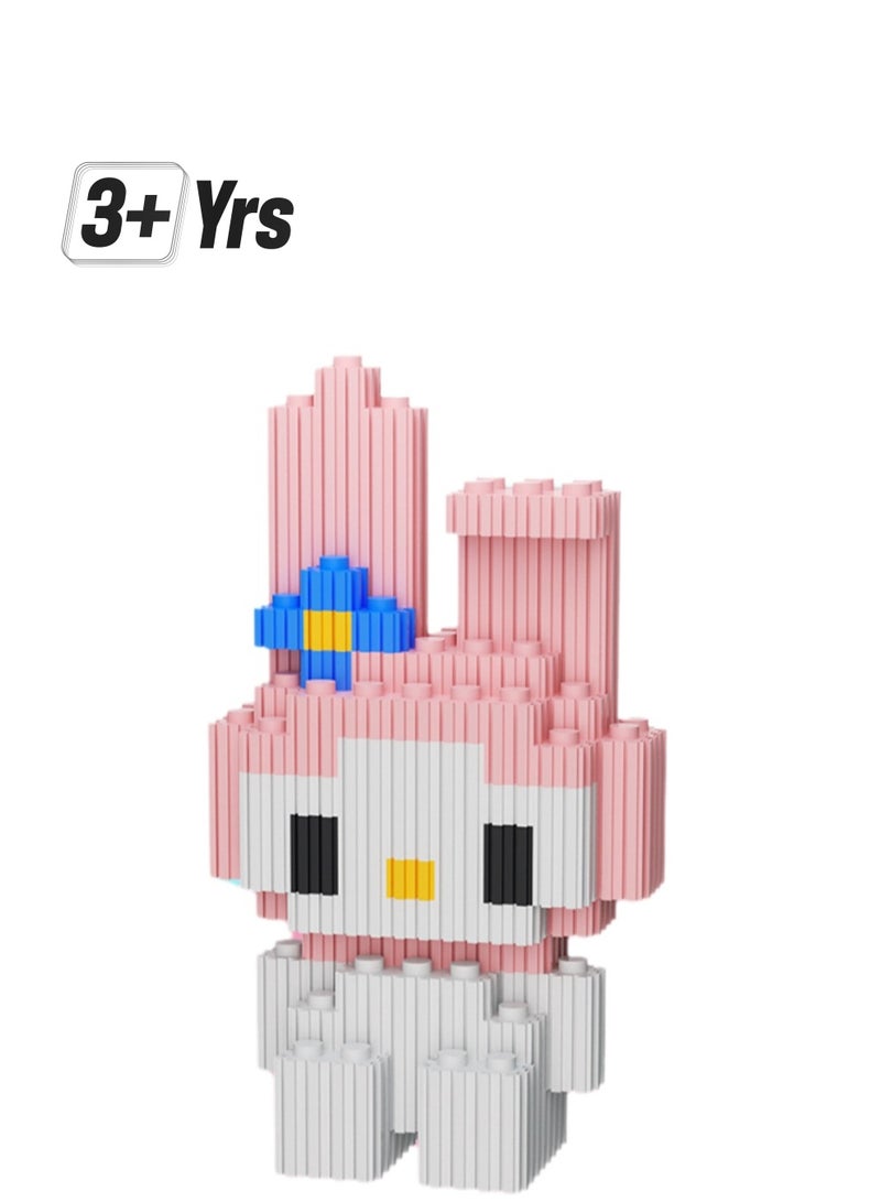Miniature Small Particle Puzzle Building Blocks Gift Children's Educational Toy Puzzle (Merlot Rabbit With Erect Ears) - Image 1