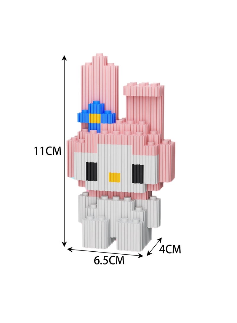Miniature Small Particle Puzzle Building Blocks Gift Children's Educational Toy Puzzle (Merlot Rabbit With Erect Ears) - Image 2