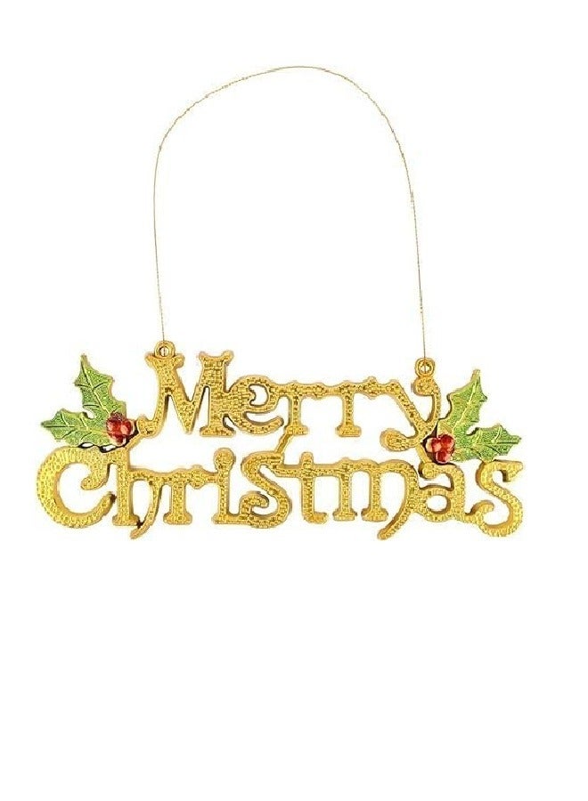 Glitter christmas decoration merry christmas design - gold - 14 cm - Image 1