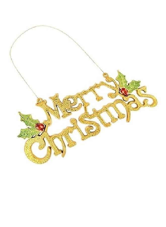 Glitter christmas decoration merry christmas design - gold - 14 cm - Image 2
