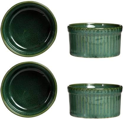 Caffeine Ceramic Handmade Metallic Green Ramekins (Set of 6), 150 ml - Image 2