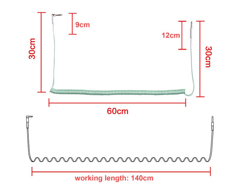 Rayzm Curly Instrument Cable, 2 Meters Coiled Chord, Right Angle to Straight Spiral Lead for Guitar/Bass - Image 4