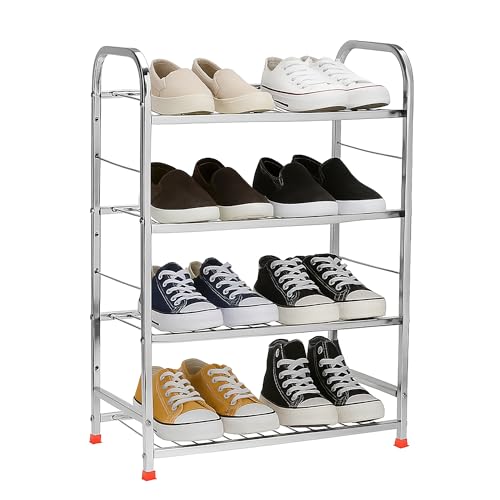 Namani 4 Layer Foldable Kitchen Rack/Shoes Rack Multipurpose – Heavy Duty Stainless Steel Storage Shelf for Kitchen, Bathroom | Multipurpose Organizer for Utensils, Groceries, Vegetables, Bottles - Image 1
