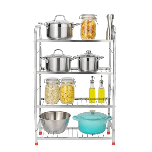 Namani 4 Layer Foldable Kitchen Rack/Shoes Rack Multipurpose – Heavy Duty Stainless Steel Storage Shelf for Kitchen, Bathroom | Multipurpose Organizer for Utensils, Groceries, Vegetables, Bottles - Image 4