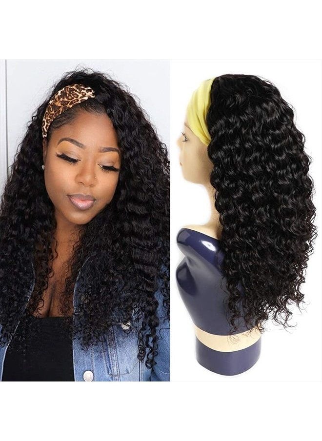 XSY Headband Wigs Human Hair Glueless Deep Wave Headband Wig None Lace Front Wigs Human Hair for Black Women 150% Density Wig Curly Hair Natural Color (10 Inch, Natural Color)  - Image 2