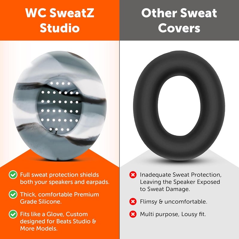 WC Large SweatZ Protective Headphone Ear Covers Made by | Fits Beats Studio 3 & 2 (Does Not Fit Beats Solo) / Bose QC35 & 35II / Bose 700 & More | Sweatproof & Easily Washable | (Marble) - Image 3