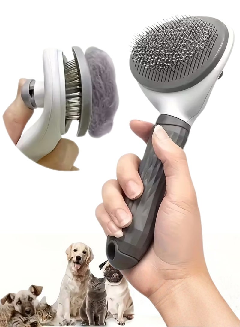 ZedAura Self Cleaning Slicker Pet Brush For Grooming Shedding Long or Short Haired Dog, Cats, Dog Brush, Cat Brush, Dog Brush For Shedding,  Cat Brushes For Indoor Cats, For Dog Cat Rabbit Easy to Remove Loose Fur And Undercoat - Image 1